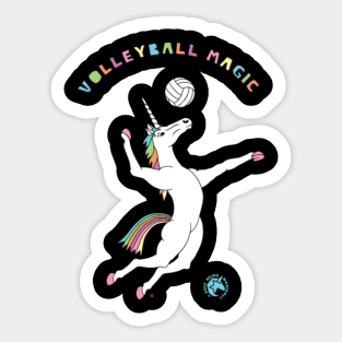 Volleyball Magic Unicorn Outline Sticker